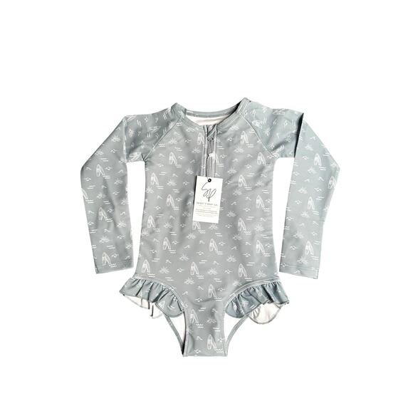 Sweet P Baby Co. Long Sleeve Surf Print Swimsuit – Size 2T - Picture 7 of 10